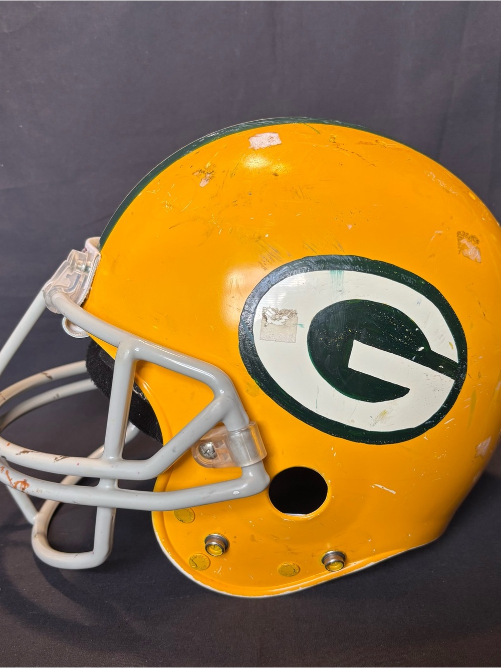 All-Star Youth Yellow Green Handpainted Football Helmet - Picture 2 of 8